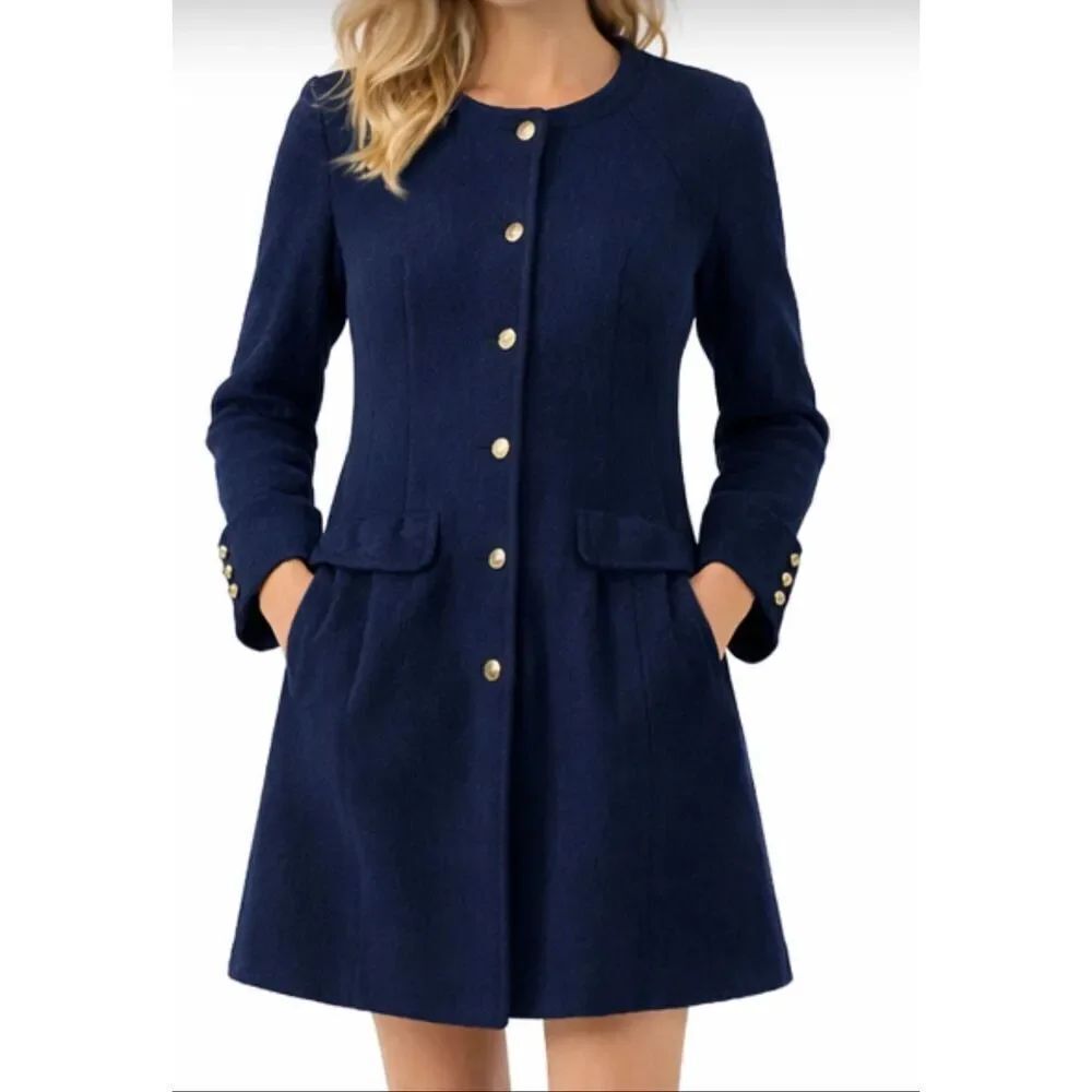 Free People Sargent Military style wool navy peacoat M